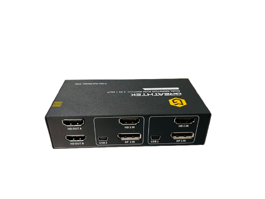 HDMI splitter with multiple ports on a white background