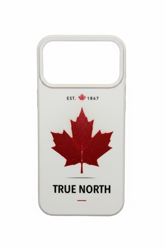 Canada iPhone case – True North maple leaf design, white