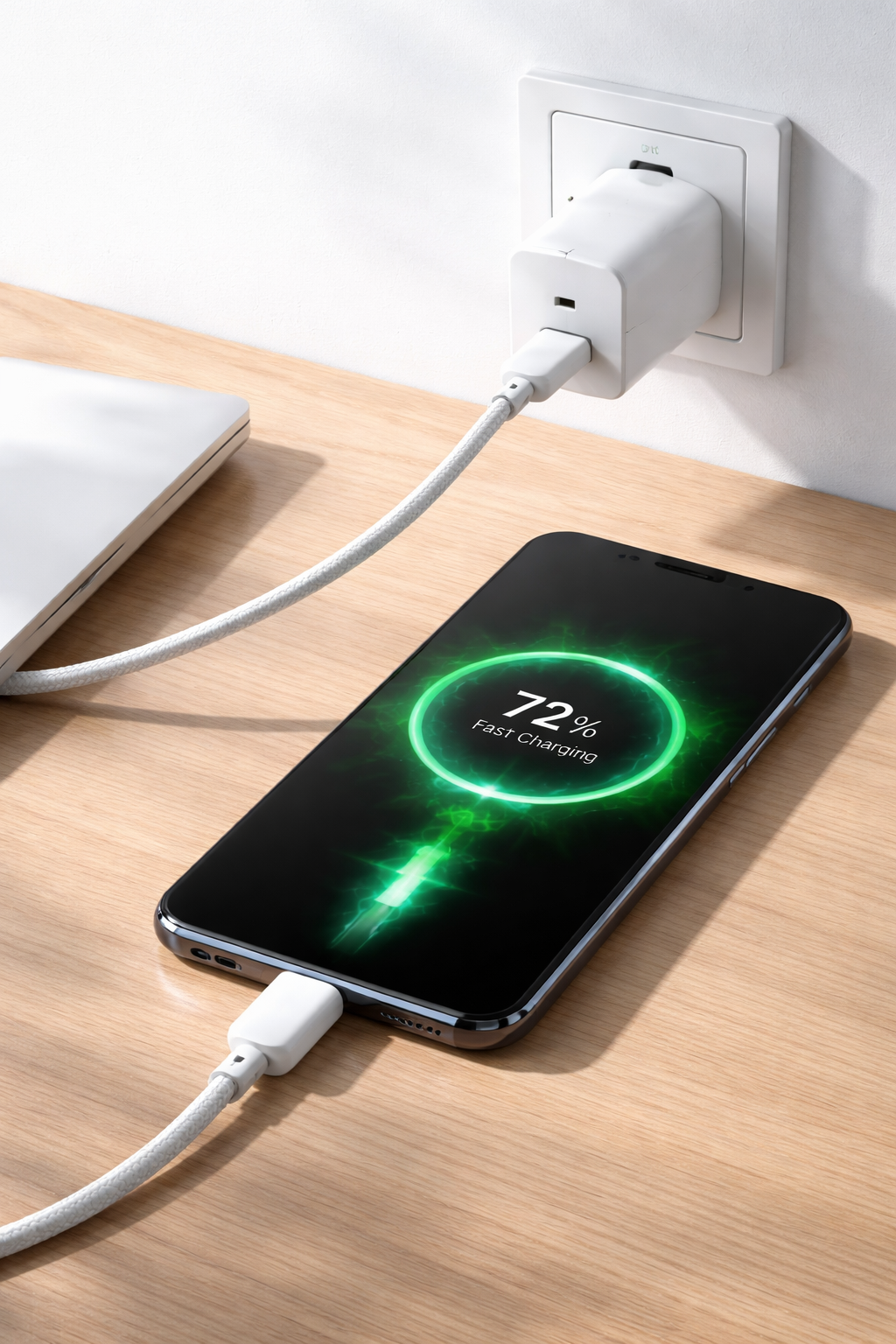 Fast charging smartphone with USB-C power delivery charger