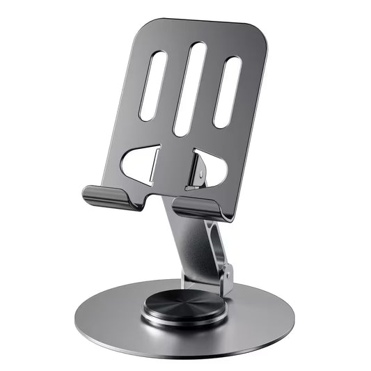 Metallic phone holder on a white background