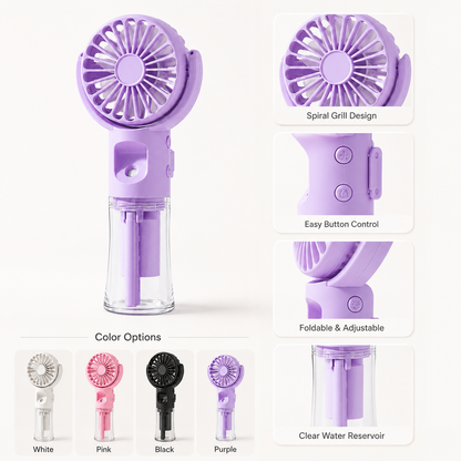 F4 Neck Hanging Spray Fan - Portable Handheld Misting Fan with Water Tank | USB Rechargeable