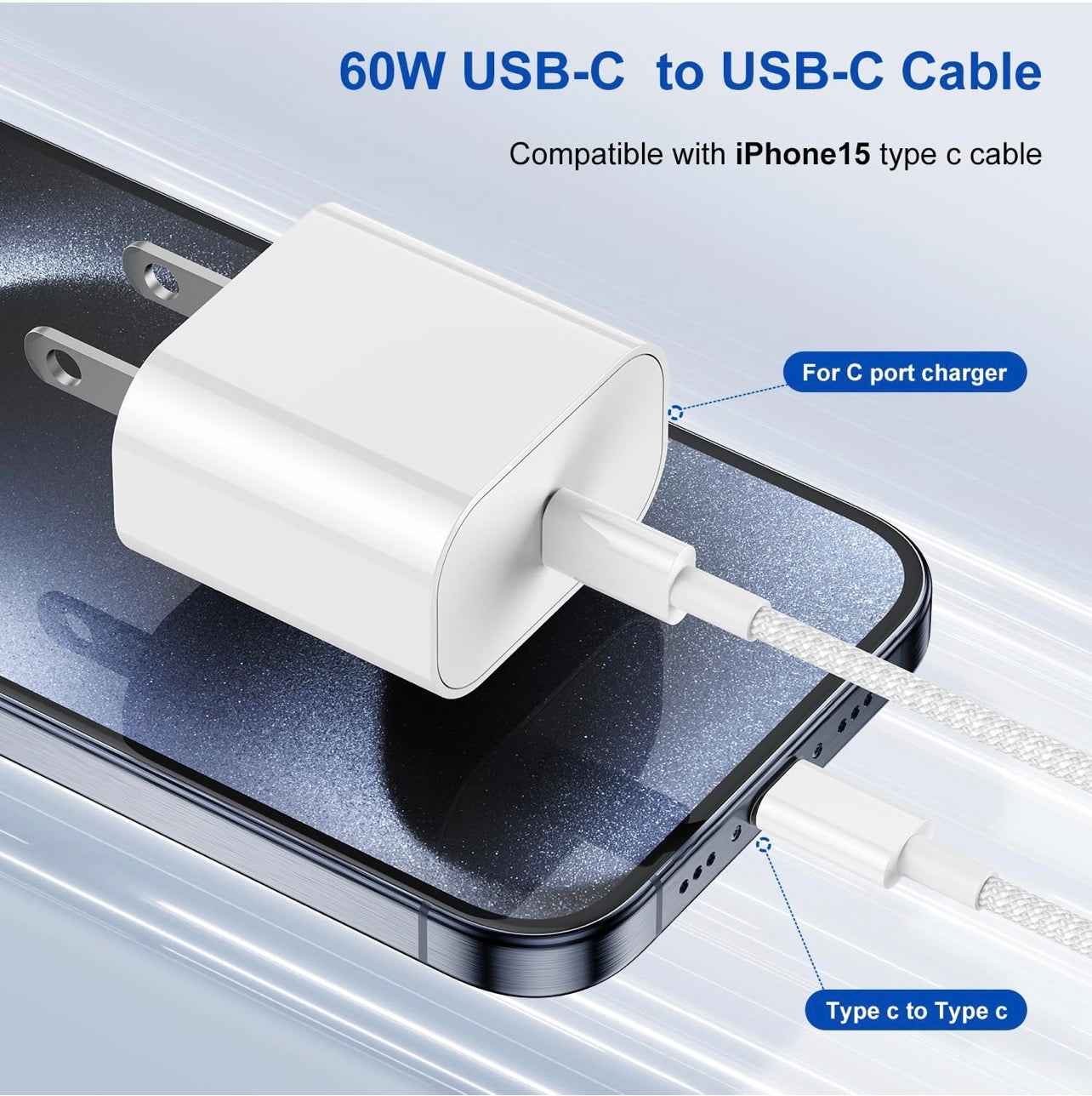 Citelect USB-C to USB-C Charging Cable 6FT (2-Pack) – Nylon Braided Fast Charging Cable for iPhone 16/15, MacBook, iPad, Samsung Galaxy & USB-C Devices