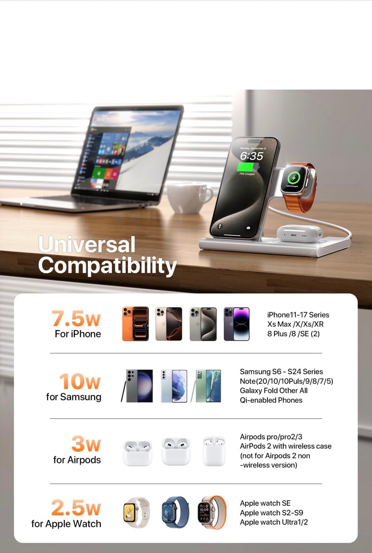 3-in-1 Foldable Magnetic Wireless Charging Station – Fast MagSafe Charger for iPhone, Apple Watch & AirPods Glory Tech Hub