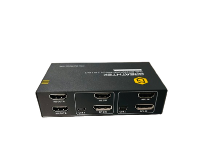 HDMI splitter with multiple ports on a white background