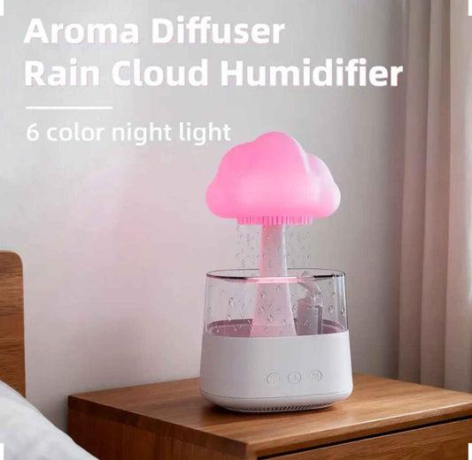 Rain Cloud Humidifier & Aroma Diffuser – 3-in-1 Mushroom LED Night Light with Rain Sounds, 800ml, Ultra-Quiet