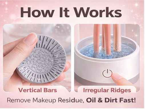 Automatic Makeup Brush Cleaner – 360° Electric Cleaner & Dryer for Brushes (Fast Deep Clean)