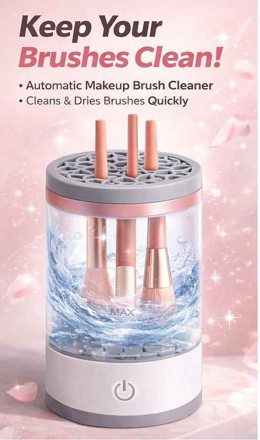 Automatic Makeup Brush Cleaner – 360° Electric Cleaner & Dryer for Brushes (Fast Deep Clean)