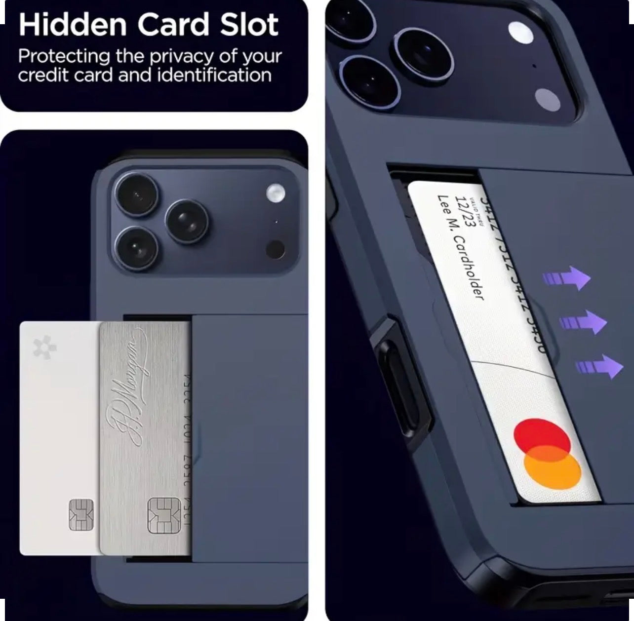 Phone case with a hidden card slot for credit cards and identification