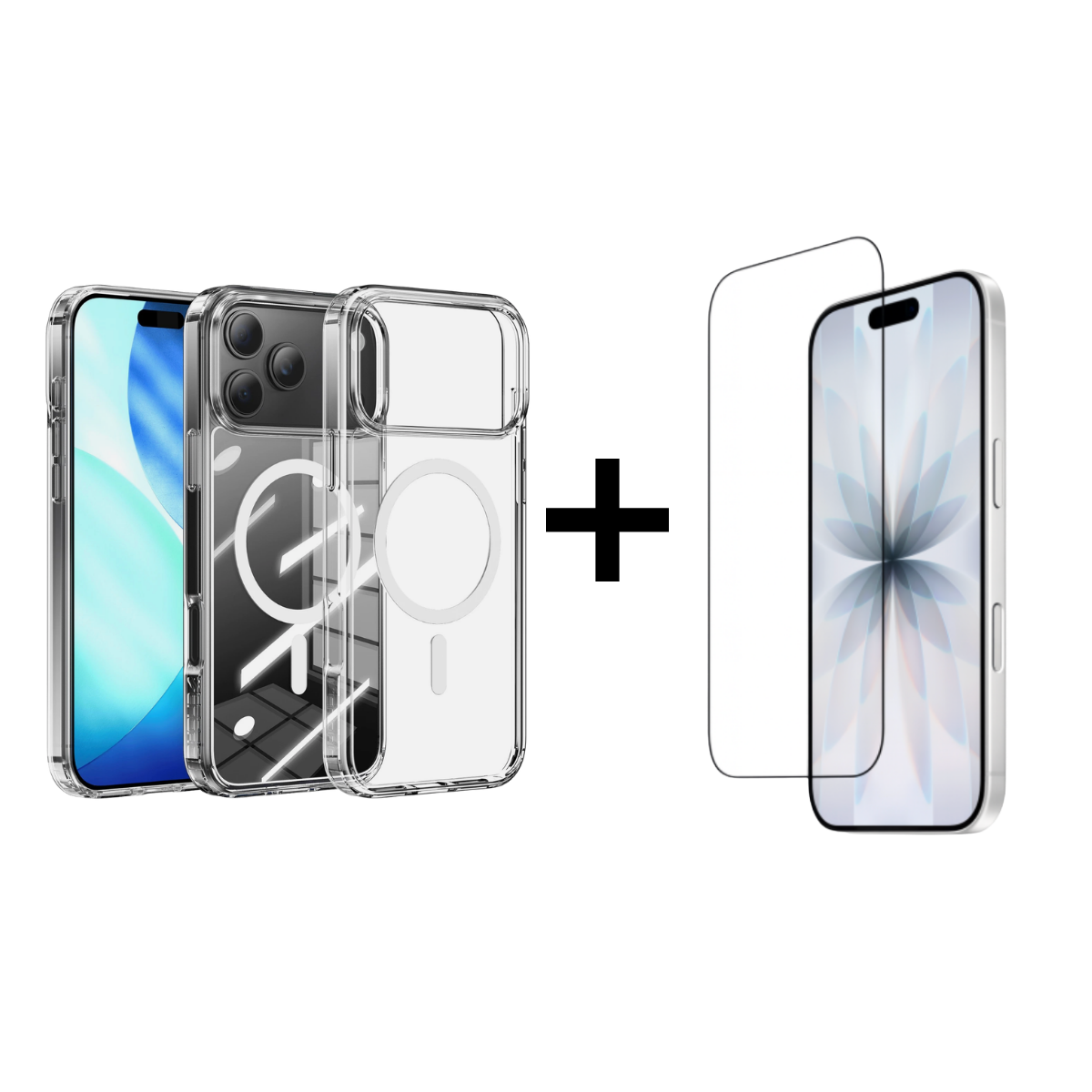 Phone case and screen protector bundle package for iphones