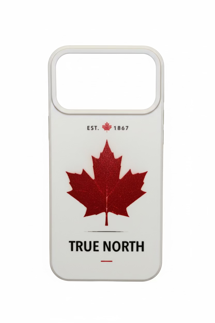 Canada iPhone case – True North maple leaf design, white