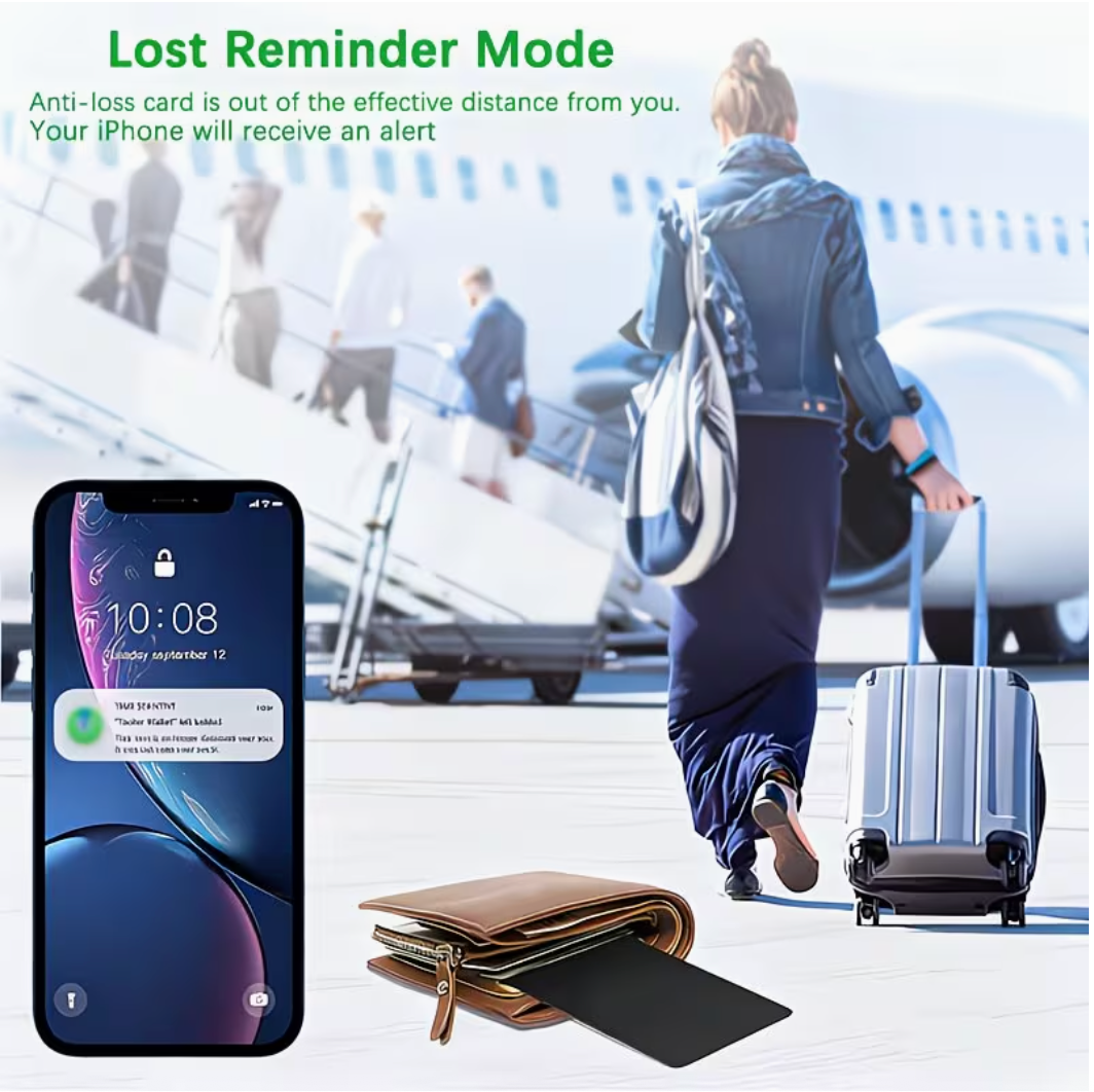 Rechargeable Wallet Tracker Card for iPhone – Works with Find My, Wireless Charging, 4–6 Months Battery, Ultra-Slim Anti-Loss Card