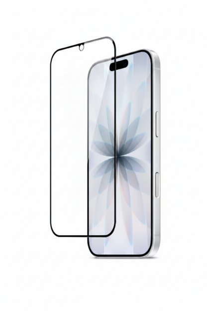 Smartphone with a screen protector on a white background
