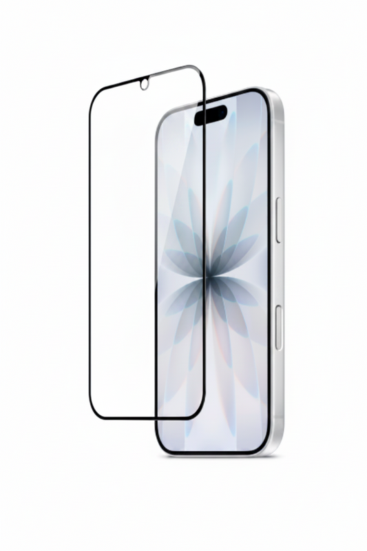 Smartphone with a screen protector on a white background