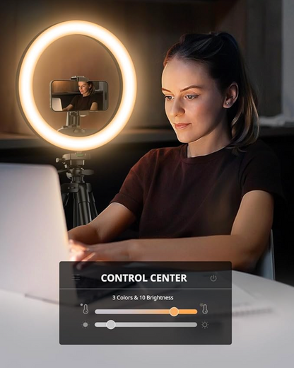 Ring light with 30 lighting modes for YouTube streaming and makeup tutorials