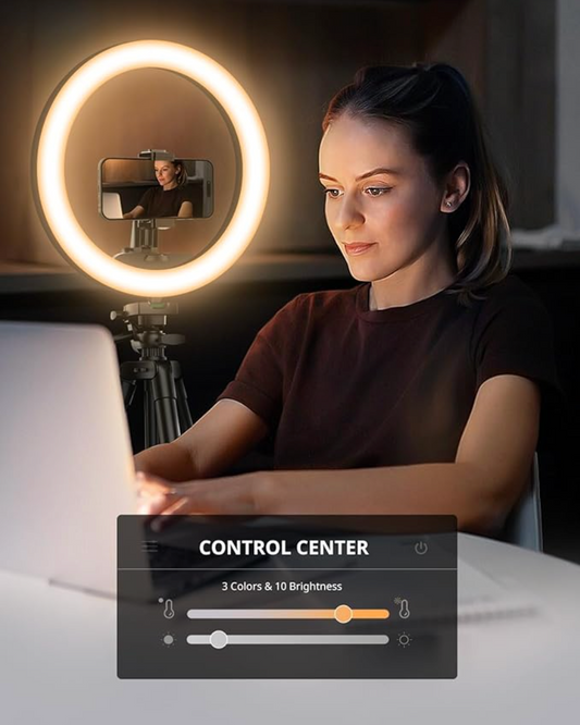 Ring light with 30 lighting modes for YouTube streaming and makeup tutorials