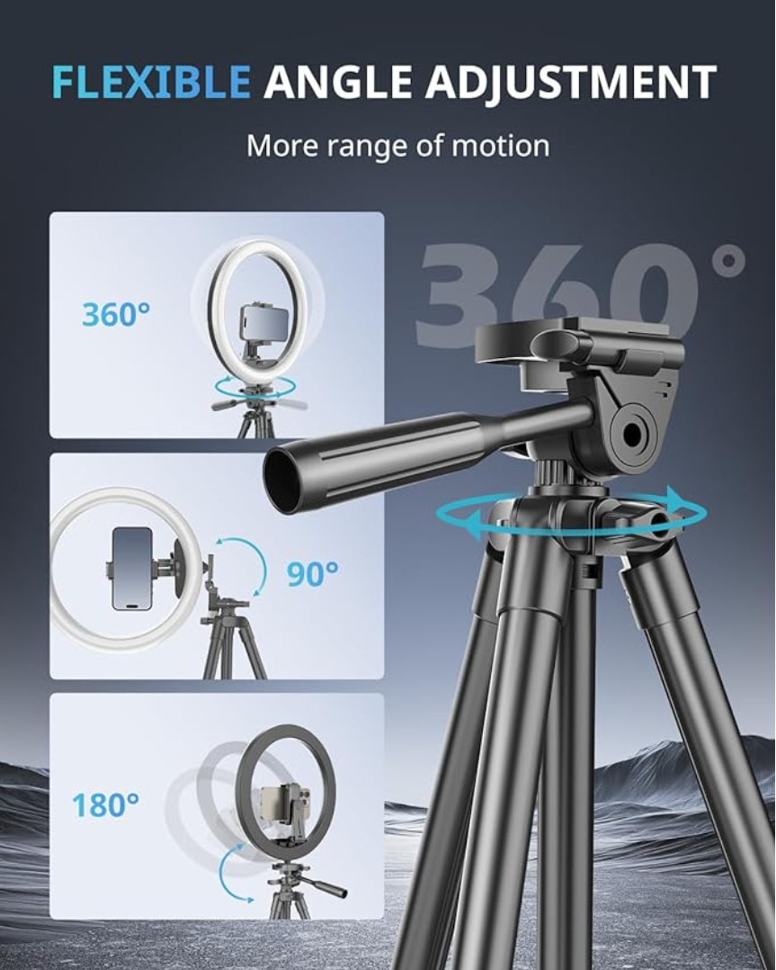 Tripod with flexible angle adjustment features on a dark background