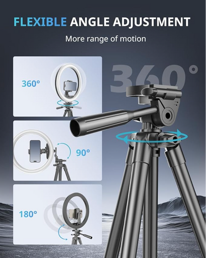 Tripod with flexible angle adjustment features on a dark background