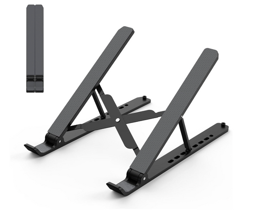 Black adjustable book stand on a white background