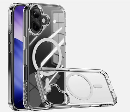 Clear phone case with unique design on a white background