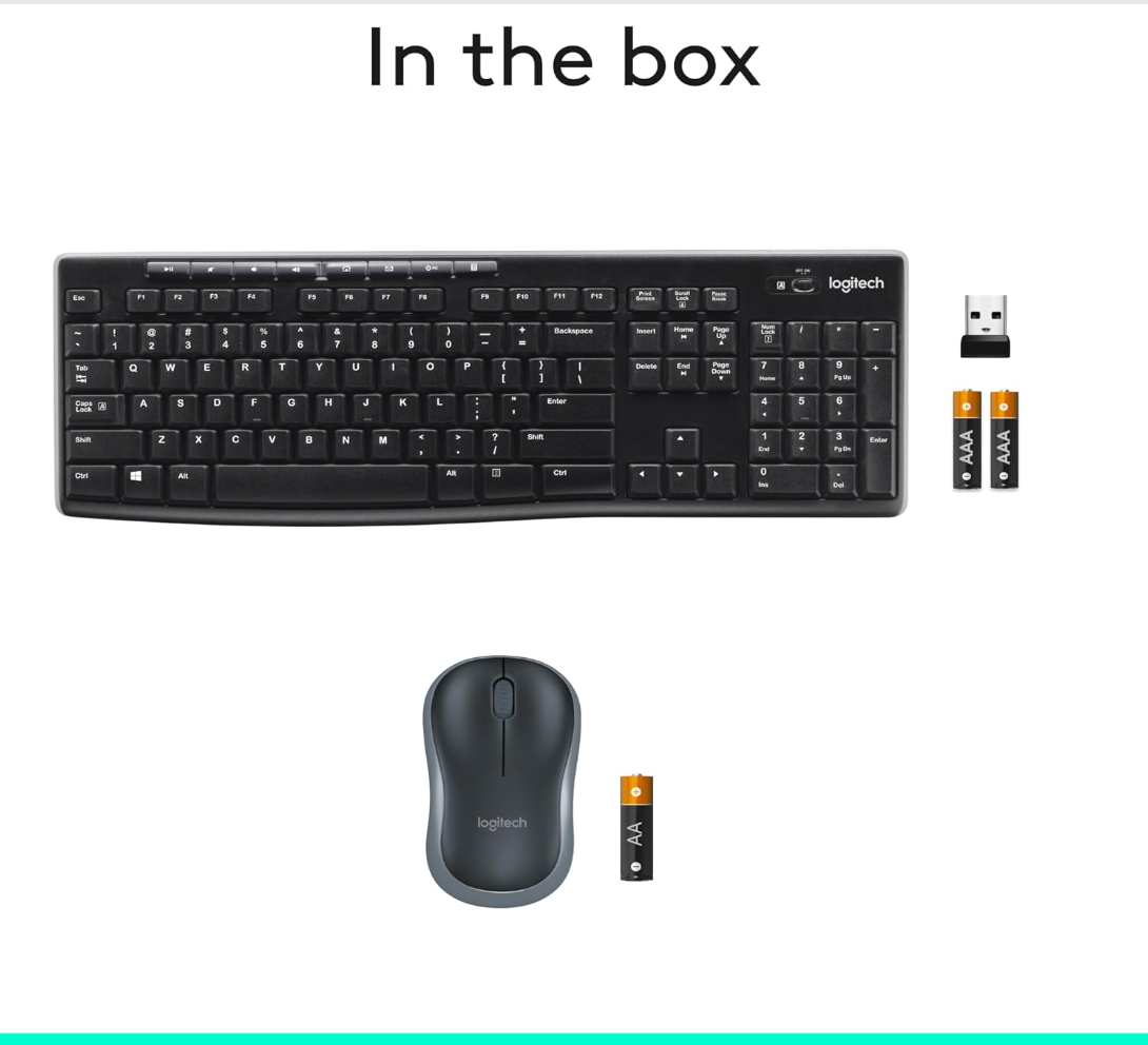 Logitech MK270 Wireless Keyboard and Mouse Combo – Full Size, 2.4 GHz, 8 Multimedia Keys, Long Battery Life, for Windows PC & Laptop