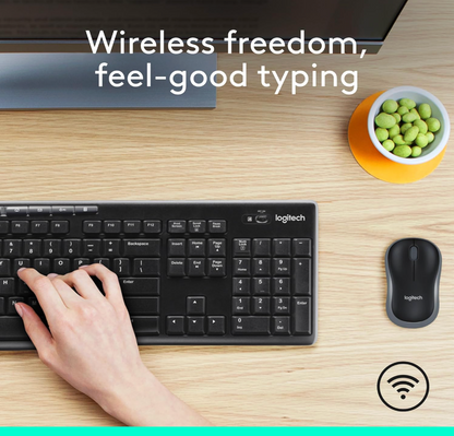 Logitech MK270 Wireless Keyboard and Mouse Combo – Full Size, 2.4 GHz, 8 Multimedia Keys, Long Battery Life, for Windows PC & Laptop