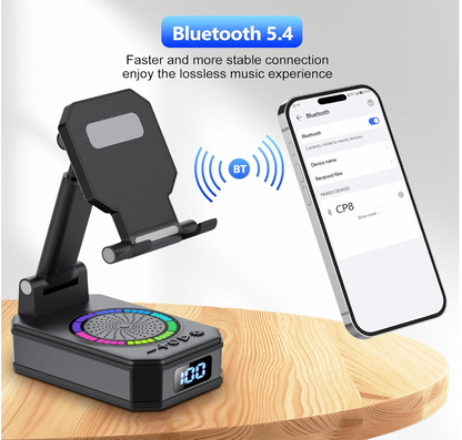 4-in-1 Bluetooth Speaker with Phone Stand, RGB Lights & USB Charging - Portable Wireless Speaker