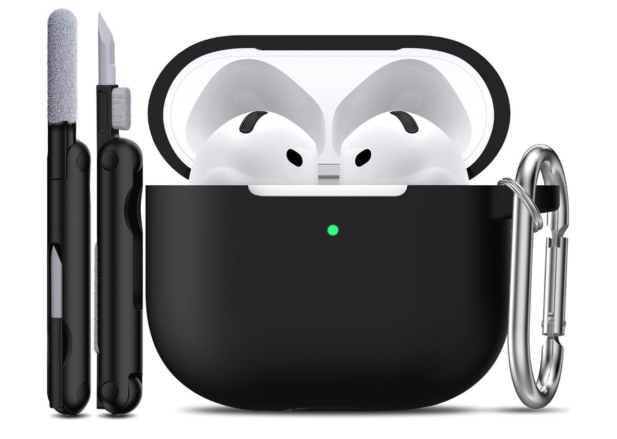Black Silicone Case for AirPods 4 & AirPods 5 with Cleaning Kit