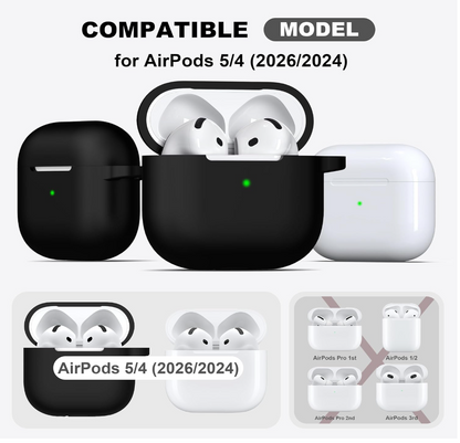 Black Silicone Case for AirPods 4 & AirPods 5 with Cleaning Kit