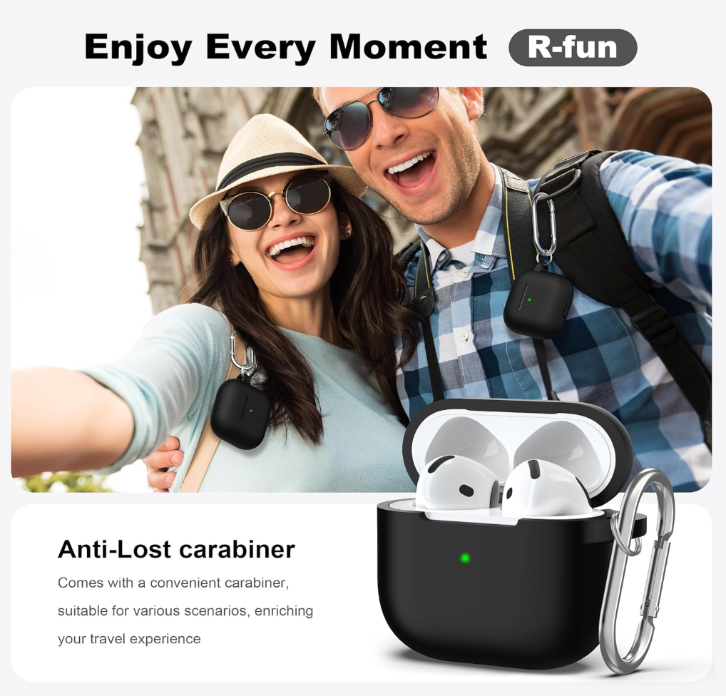 Black Silicone Case for AirPods 4 & AirPods 5 with Cleaning Kit