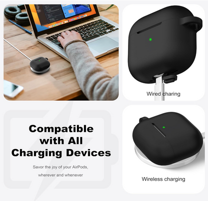 Black Silicone Case for AirPods 4 & AirPods 5 with Cleaning Kit