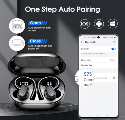 Wireless Earbuds with Ear Hooks, Bluetooth 5.4, 50-Hour Battery & IP7 Water Resistance