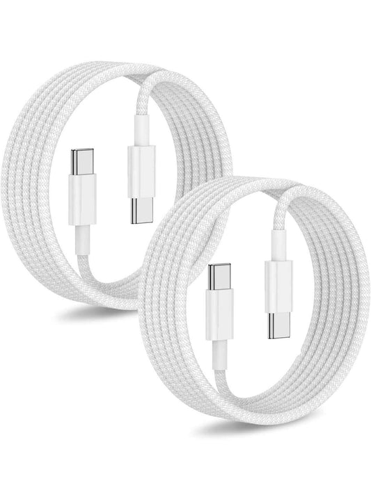 Citelect USB-C to USB-C Charging Cable 6FT (2-Pack) – Nylon Braided Fast Charging Cable for iPhone 16/15, MacBook, iPad, Samsung Galaxy & USB-C Devices