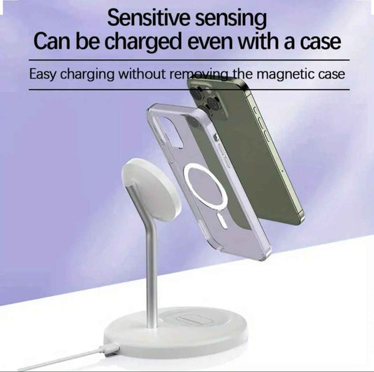 2-in-1 Magnetic Wireless Charging Stand – Fast Charging Station for iPhone & AirPods