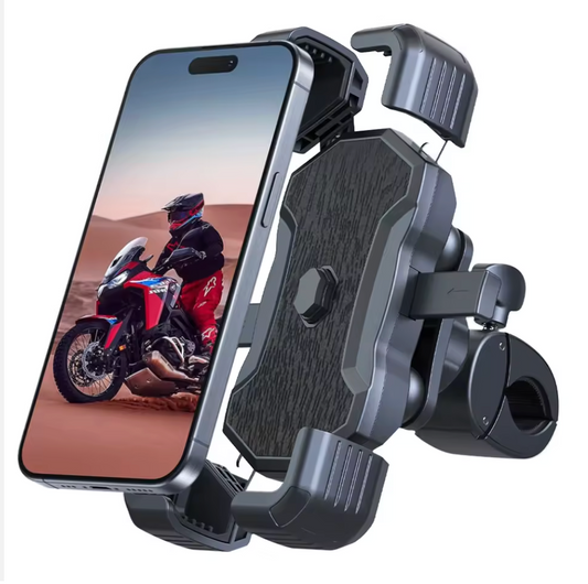 Anti-Vibration Bike Phone Mount – Shockproof Motorcycle & Bicycle Handlebar Phone Holder, 360° Rotation, Secure Clamp
