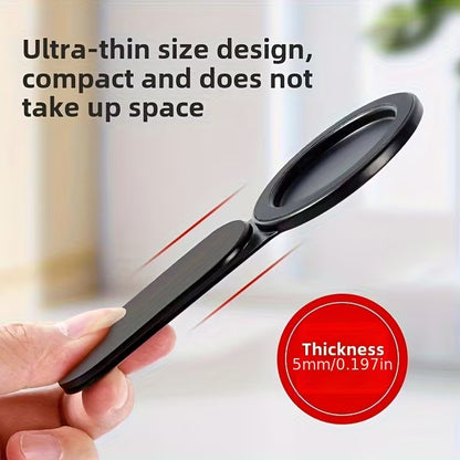 Magnetic Laptop Expansion Stand held by a hand with text about its ultra-thin design.
