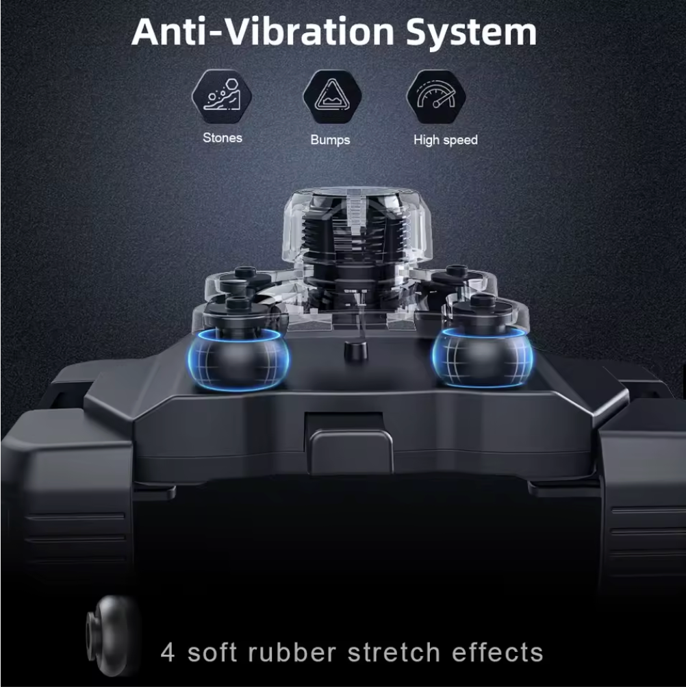 Anti-Vibration Bike Phone Mount – Shockproof Motorcycle & Bicycle Handlebar Phone Holder, 360° Rotation, Secure Clamp