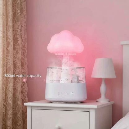 Rain Cloud Humidifier & Aroma Diffuser – 3-in-1 Mushroom LED Night Light with Rain Sounds, 800ml, Ultra-Quiet