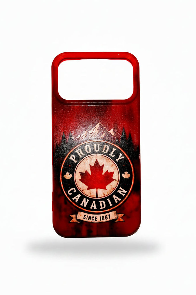Canada iPhone case – Proudly Canadian Since 1867 badge design, red maple leaf