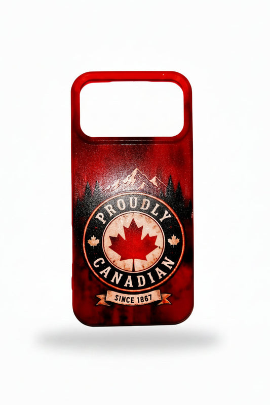 Canada iPhone case – Proudly Canadian Since 1867 badge design, red maple leaf