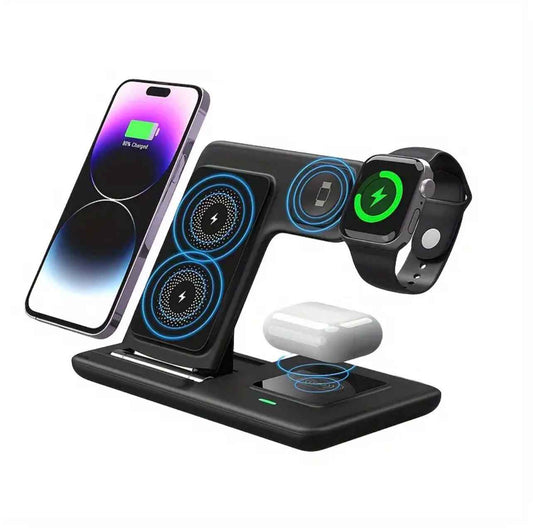 3-in-1 Foldable Magnetic Wireless Charging Station – Fast MagSafe Charger for iPhone, Apple Watch & AirPods